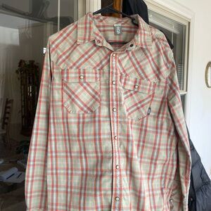 Stio Men's Plaid Shirt - Red and Cream